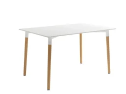 Mesa de comedor Fija con Patas de Madera y Sobre de MDF Lacado CARIBE 160 cm