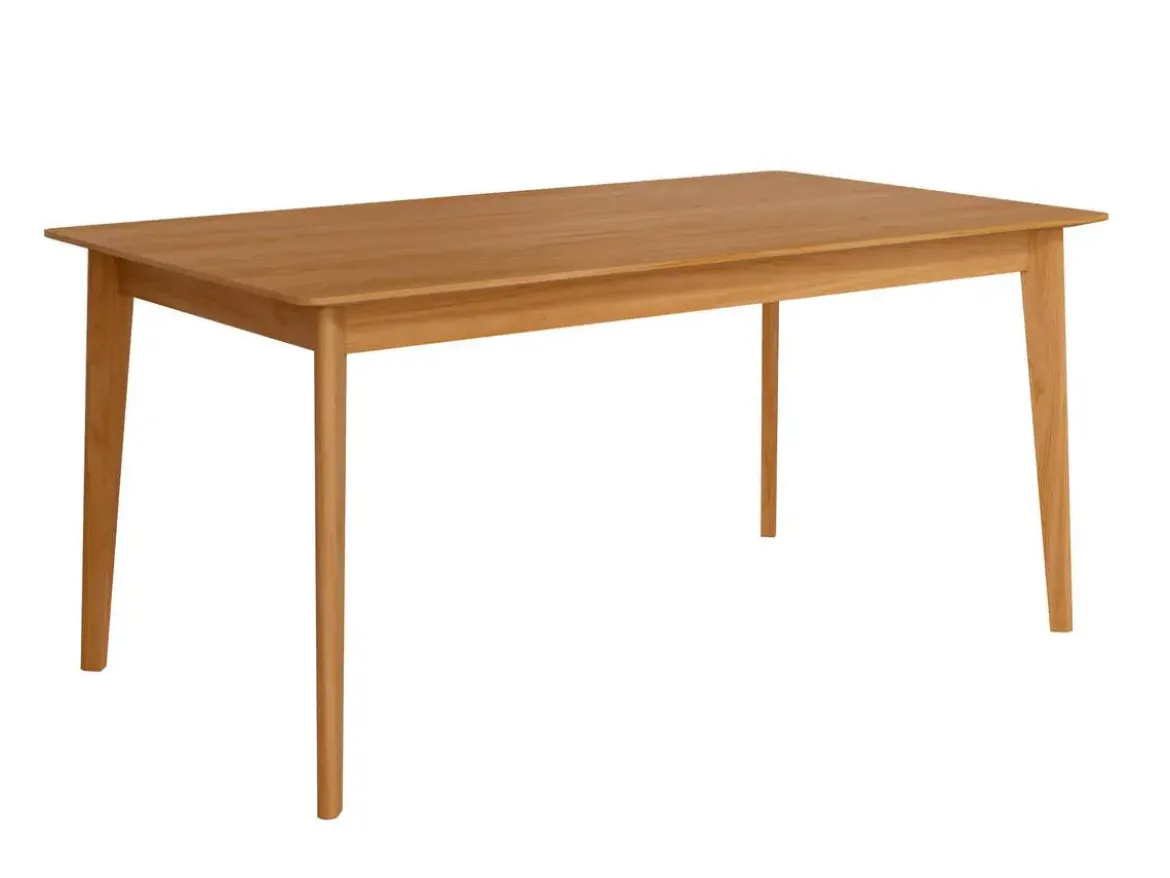Mesa de Comedor Fija de Madera Roble y Sobre Biselado de 25 mm 160 cm AURA