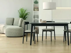 Mesa de Comedor Fija de Madera Roble y Sobre Biselado de 25 mm 180 cm AURA