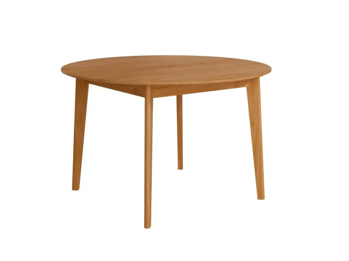 Mesa de Comedor Fija Redonda de Madera Roble y Sobre Biselado de 25 mm 100 cm AURA