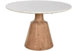 Mesa de Comedor Mármol Blanco y Madera de Acacia MB-212659