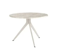 Mesa de Comedor ORTA Redonda Estructura Metálica Marfil de 100 cm