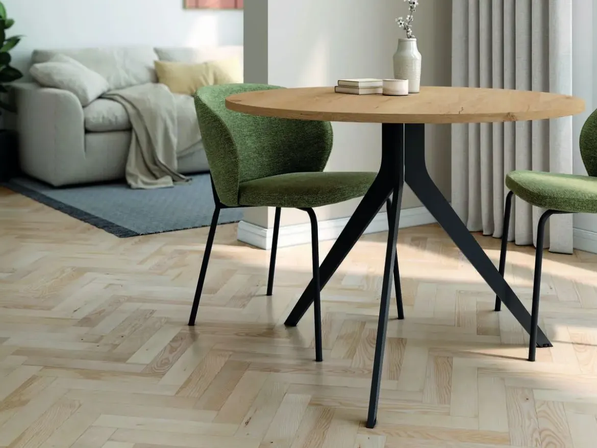 Mesa de Comedor ORTA Redonda Estructura Metálica Negra de 120 cm
