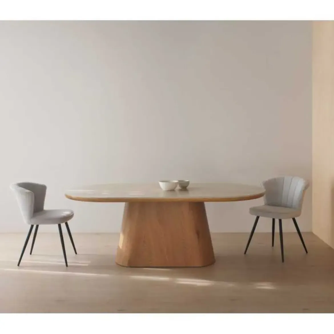 Mesa de Comedor Ovalada de Madera-Cerámica GABAR 11418