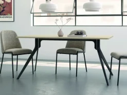 Mesa de Comedor Patas NegrasFija de 180 cm metal-Melamina ISEO