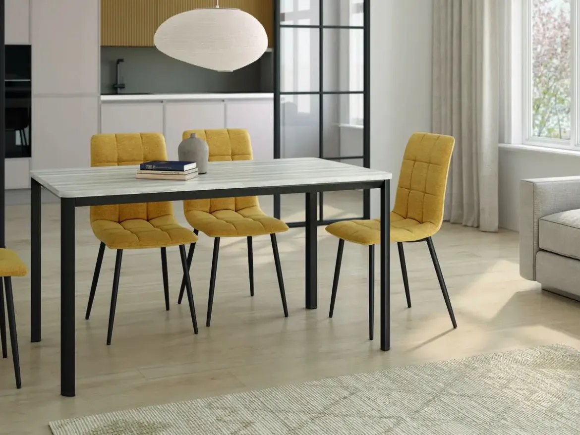 Mesa de Comedor Patas Negras Fija de 140 cm metal-Melamina ONEA