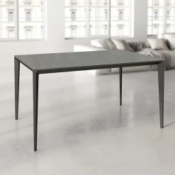 Mesa de Comedor Rectangular 160 cm Porcelánico y Metal Negro Cortés