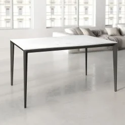 Mesa de Comedor Rectangular 160 cm Porcelánico y Metal Negro Cortés