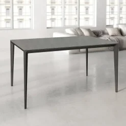 Mesa de Comedor Rectangular 160 cm Porcelánico y Metal Negro Cortés