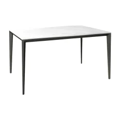 Mesa de Comedor Rectangular 160 cm Porcelánico y Metal Negro Cortés