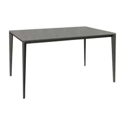 Mesa de Comedor Rectangular 160 cm Porcelánico y Metal Negro Cortés