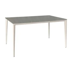 Mesa de Comedor Rectangular 140 cm Porcelánico y Metal Marfil Cortés