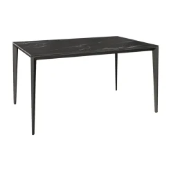 Mesa de Comedor Rectangular 140 cm Porcelánico y Metal Negro Cortés