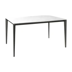 Mesa de Comedor Rectangular 140 cm Porcelánico y Metal Negro Cortés