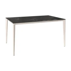Mesa de Comedor Rectangular 160 cm Porcelánico y Metal Marfil Cortés