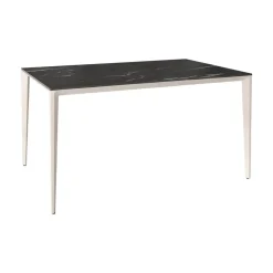 Mesa de Comedor Rectangular 160 cm Porcelánico y Metal Marfil Cortés