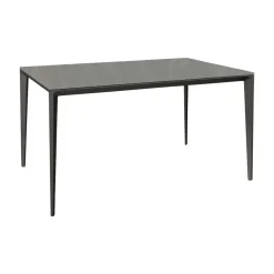 Mesa de Comedor Rectangular 180 cm Porcelánico y Metal Negro Cortés