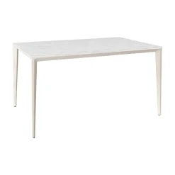Mesa de Comedor Rectangular 180 cm Porcelánico y Metal Marfil Cortés