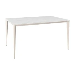 Mesa de Comedor Rectangular 180 cm Porcelánico y Metal Marfil Cortés