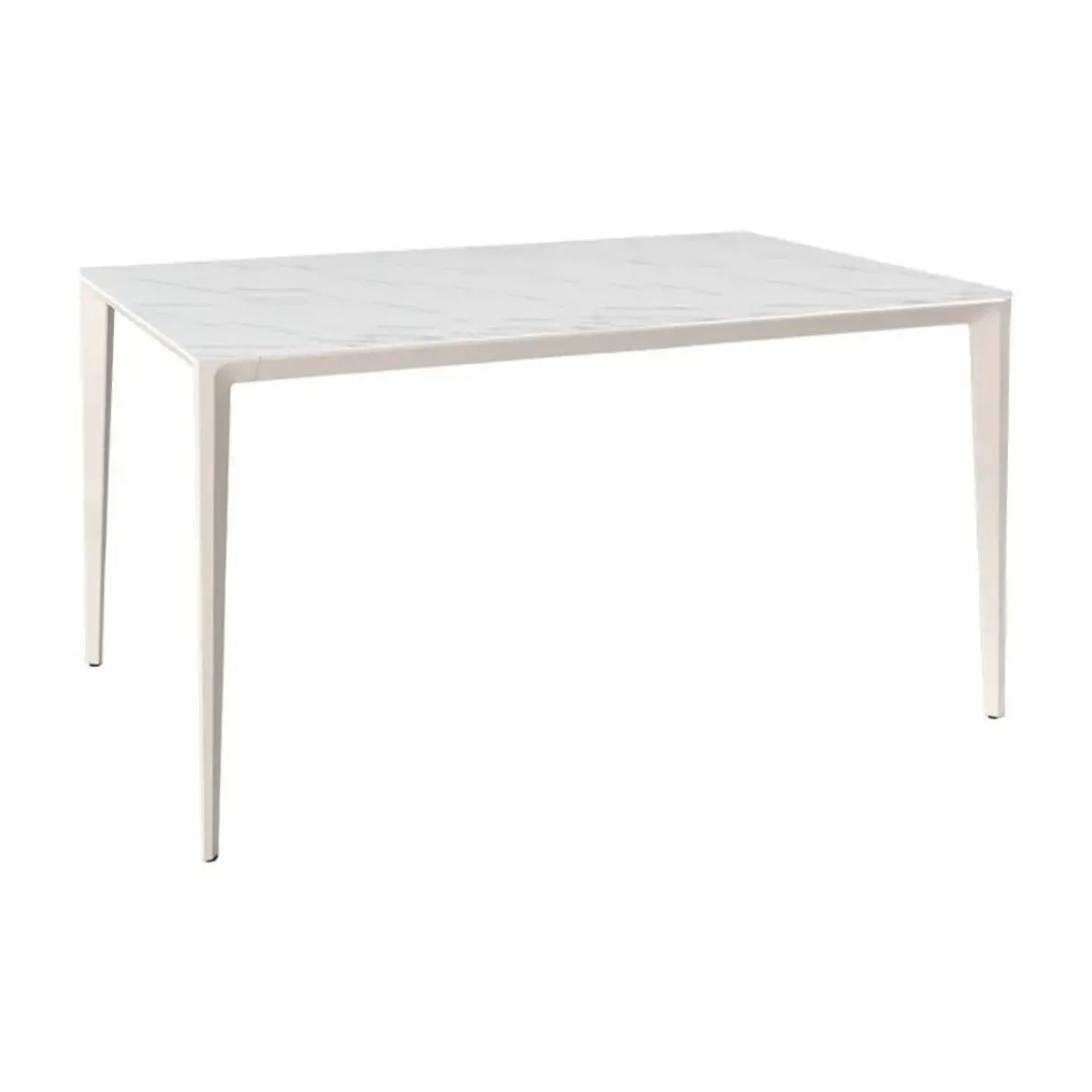 Mesa de Comedor Rectangular 180 cm Porcelánico y Metal Marfil Cortés
