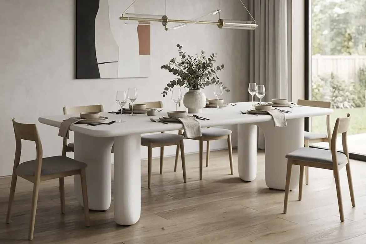 Mesa de Comedor Rectangular de Melamina y MDF Blanca MB-228503