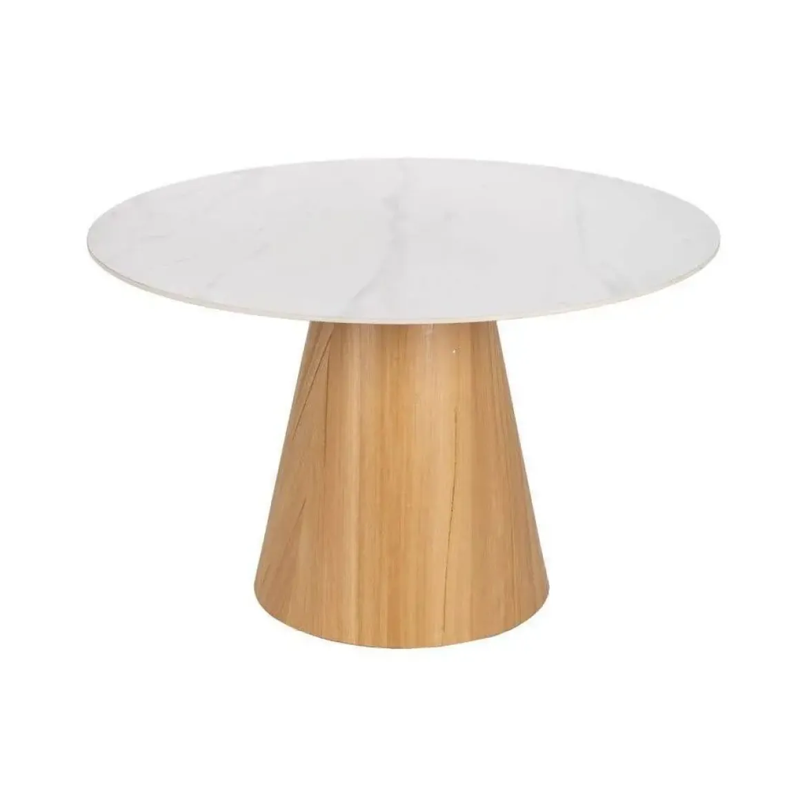 Mesa de Comedor Redonda Blanca y Natural120 cm 612351