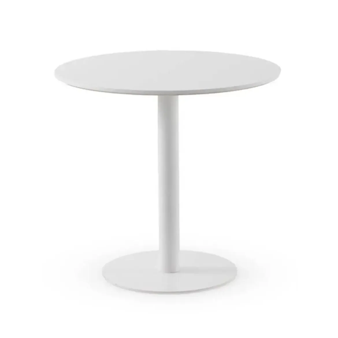 Mesa de Comedor Redonda 80 cm Blanca con Pie Central Metálico GABAR 11452