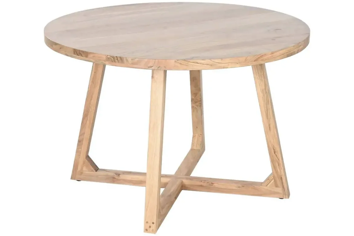 Mesa de Comedor Redonda 115 cm de Madera de Acacia MB-219457