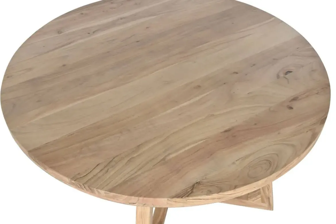 Mesa de Comedor Redonda 115 cm de Madera de Acacia MB-219457