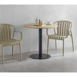 Mesa de Comedor Redonda 80 cm Fresno con Pie Central Metálico GABAR 11451