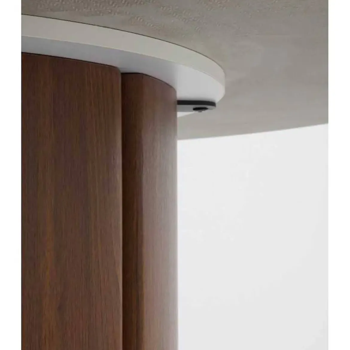 Mesa de Comedor Redonda 120 cm Nogal con Sobre Cerámico Mármol Gris GABAR 11607