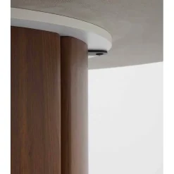 Mesa de Comedor Redonda 140 cm Nogal con Sobre Cerámico Mármol Gris GABAR 11609