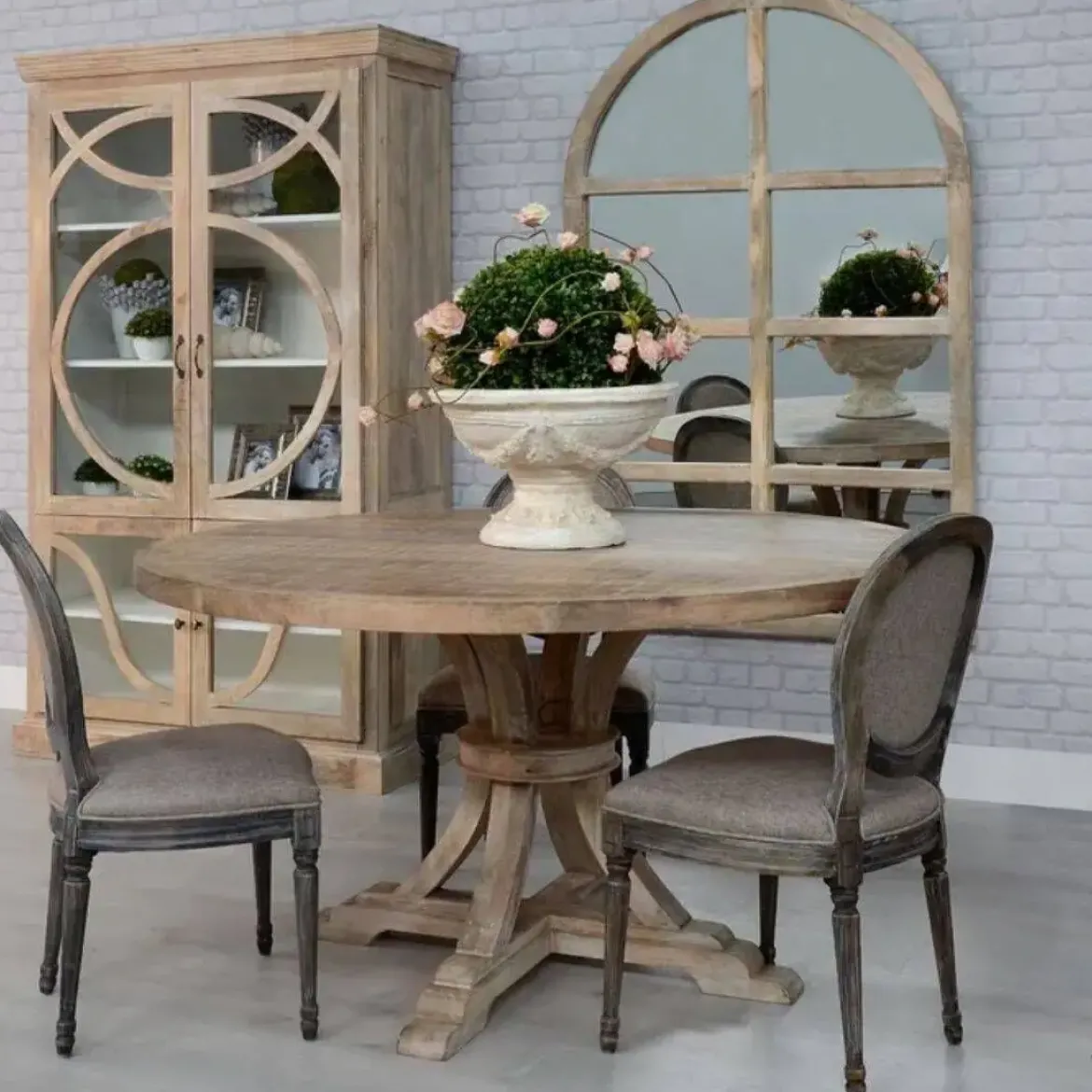 Mesa de Comedor Redonda con Efecto Decapé 94911