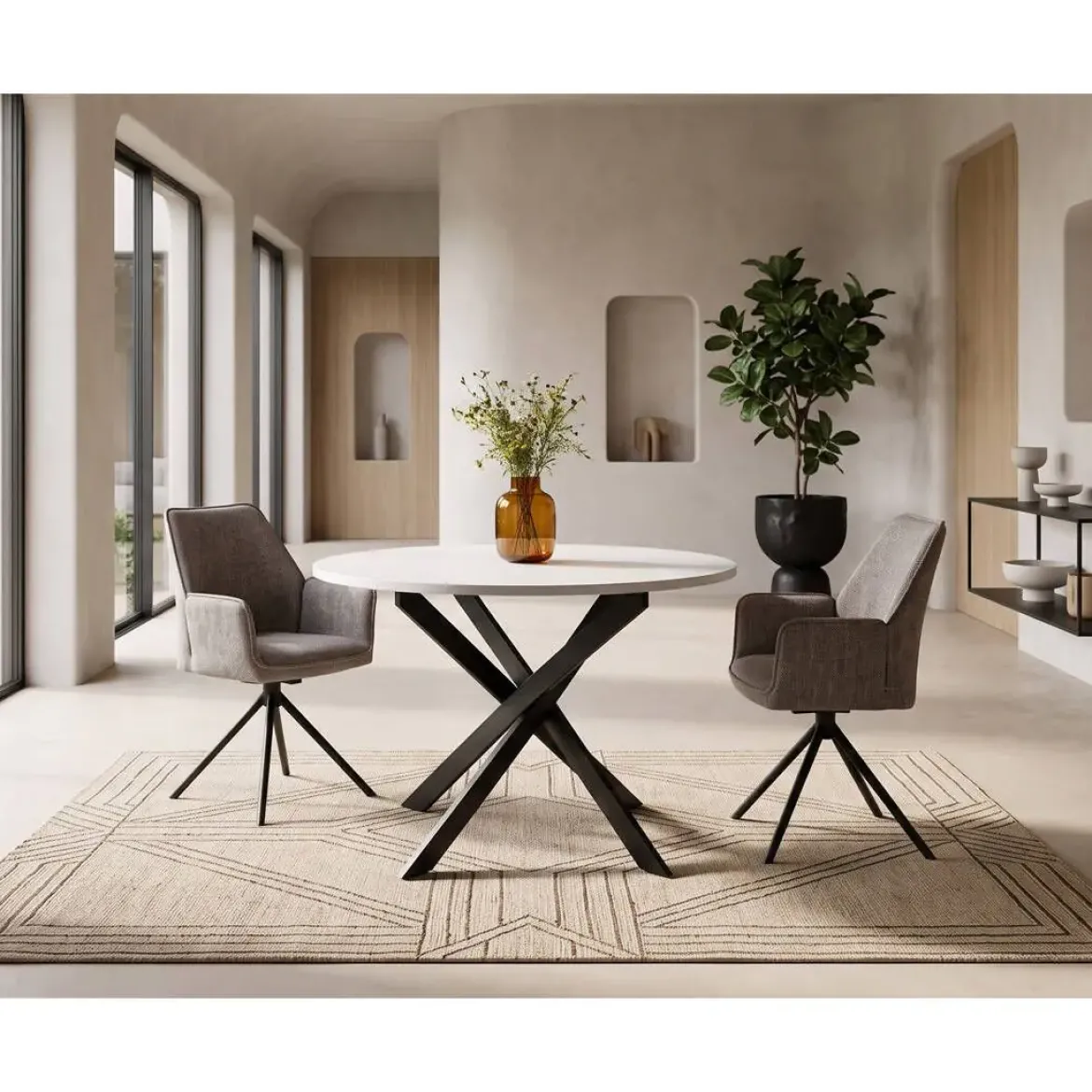 Mesa de Comedor Redonda con Patas de Metal NEXO