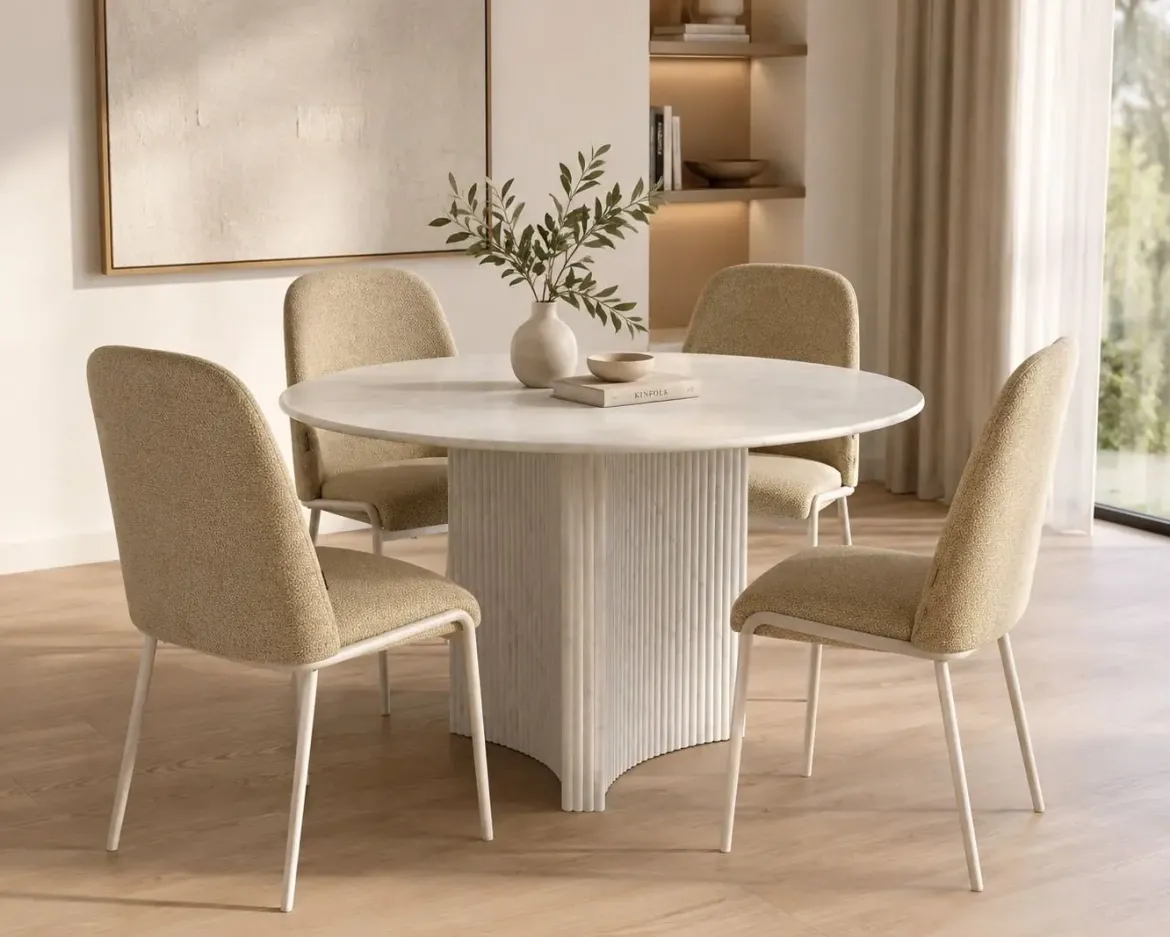 Mesa de Comedor Redonda con Superficie de Granito MB-226677