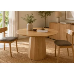 Mesa de Comedor Redonda de Abeto y MDF 120 cm MB-230872