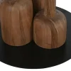 Mesa de Comedor Redonda de Acacia y Mármol MB-214717