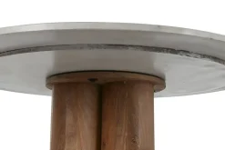 Mesa de Comedor Redonda de Acacia y Mármol MB-214717