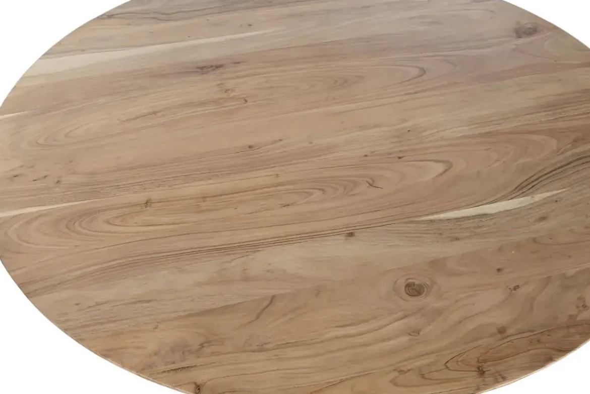 Mesa de Comedor Redonda de Acacia con Base de Metal MB-219462