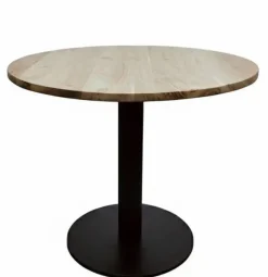 Mesa de Comedor Redonda de Acacia con Base de Metal MB-227286