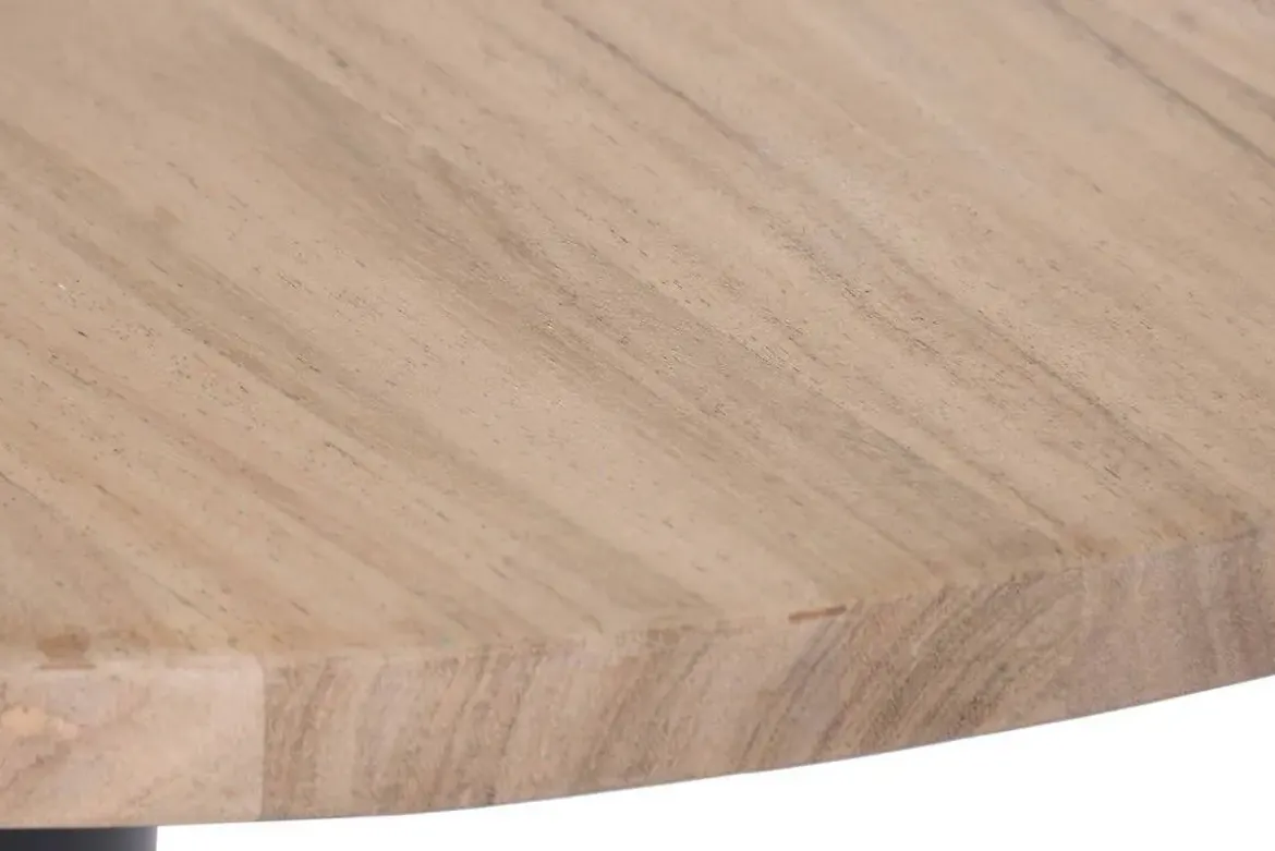 Mesa de Comedor Redonda de Acacia con Base de Metal MB-227286