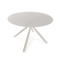 Mesa de Comedor Redonda de Cristal con Patas de Metal LEXA
