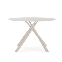 Mesa de Comedor Redonda de Cristal con Patas de Metal LEXA