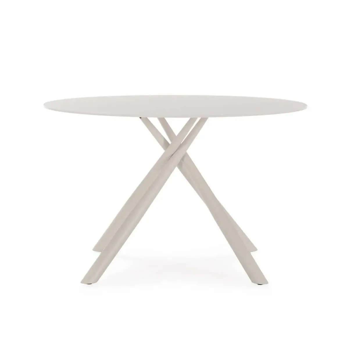 Mesa de Comedor Redonda de Cristal con Patas de Metal LEXA