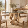 Mesa de Comedor Redonda de Madera y Cristal 130 cm 32-229