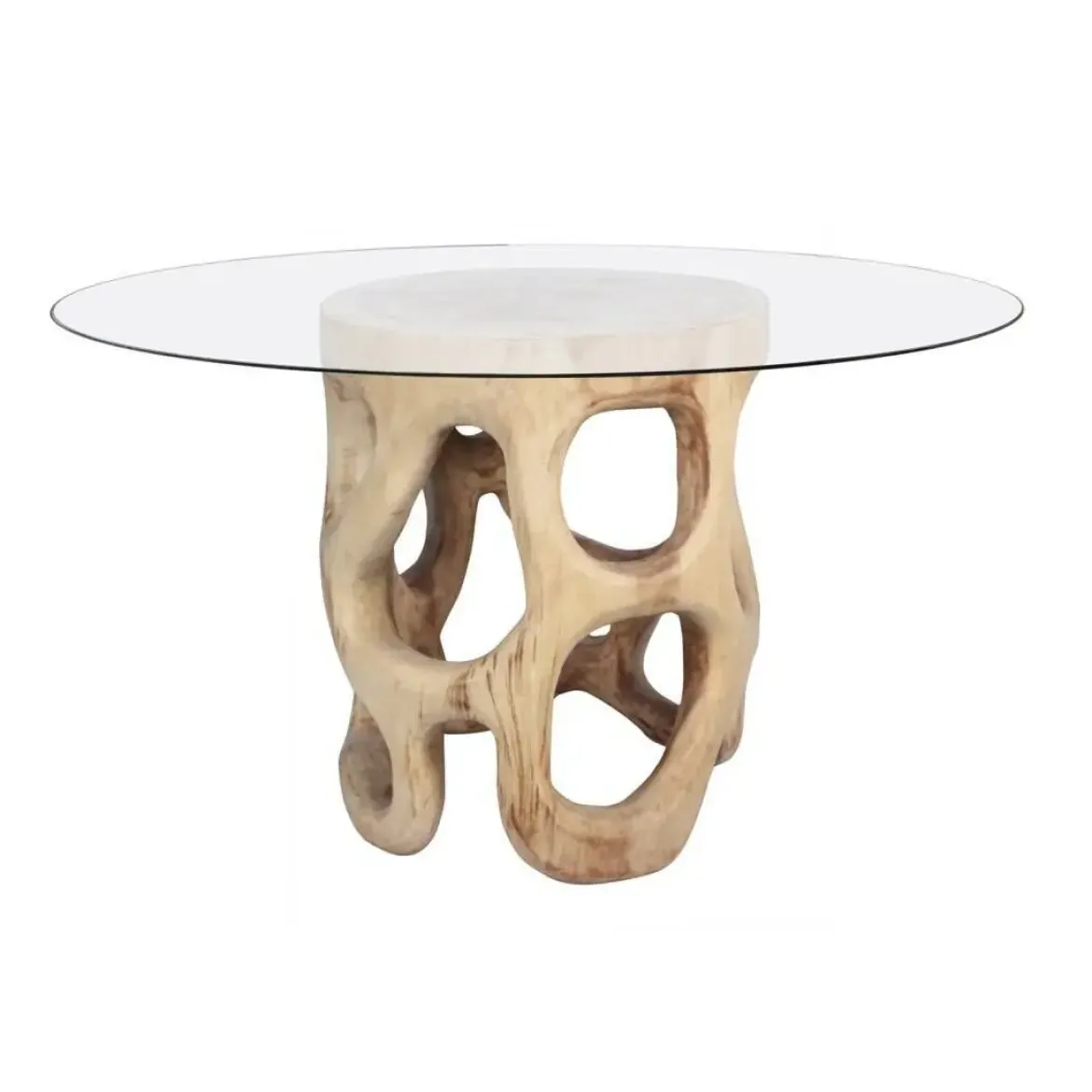 Mesa de Comedor Redonda de Madera y Cristal 130 cm 32-229