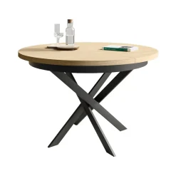 Mesa de Comedor Redonda Extensible Melamina Blanca M825