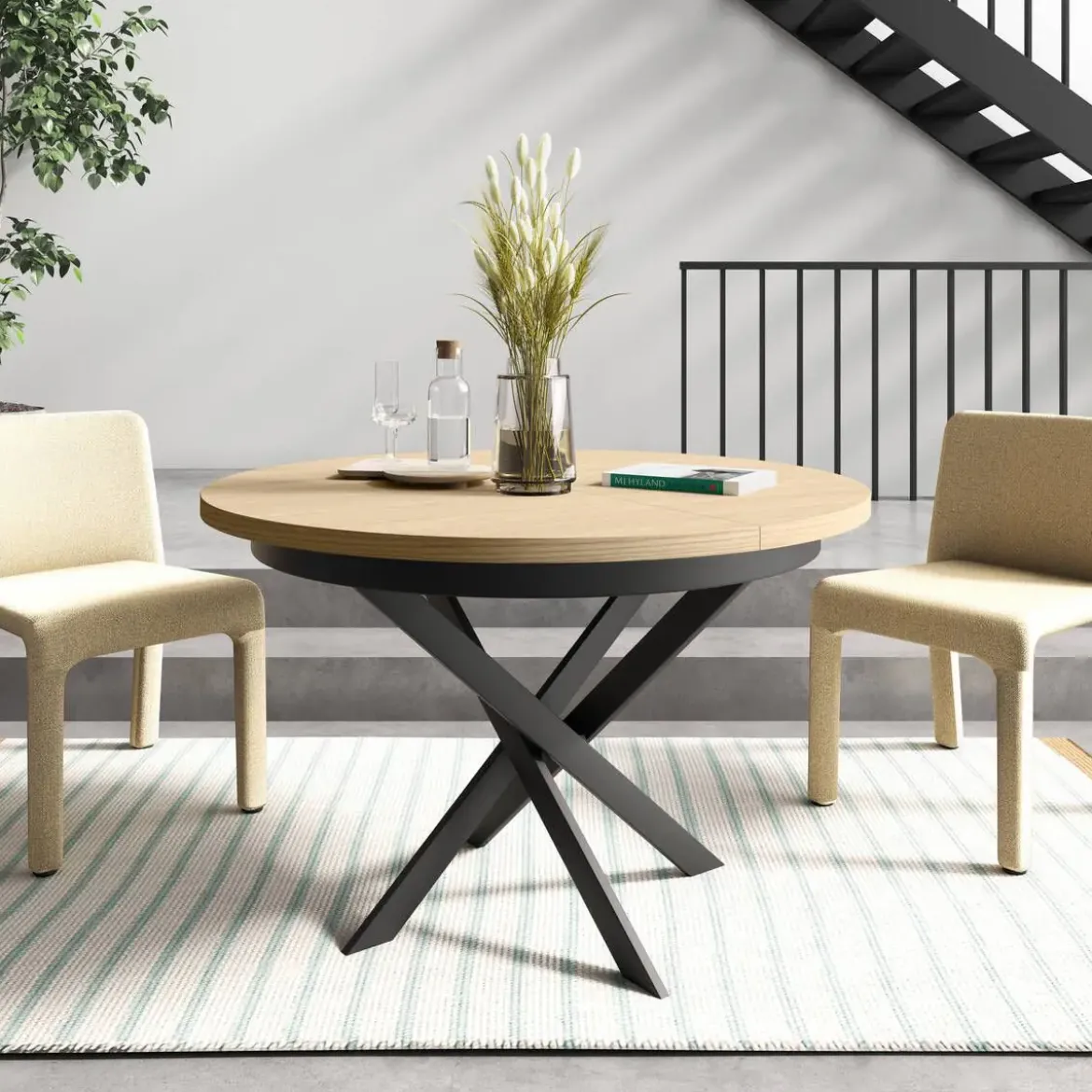 Mesa de Comedor Redonda Extensible Melamina Blanca M825