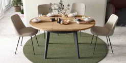 Mesa de Comedor Redonda Extensible 110-150 con Patas Metálicas Inclinadas M815
