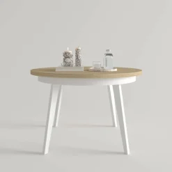 Mesa de Comedor Redonda Extensible 110-150 con Patas Metálicas Inclinadas M815